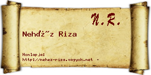 Nehéz Riza névjegykártya